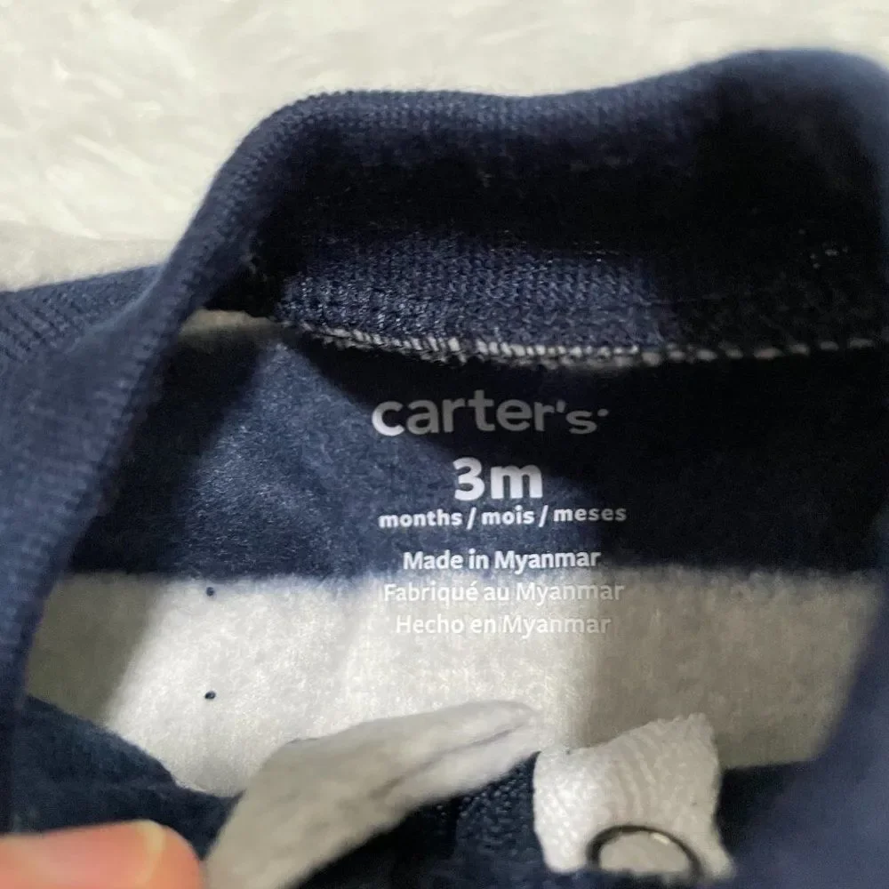 3/$10 Baby Carter's Black Striped Onesie Size 3 Months